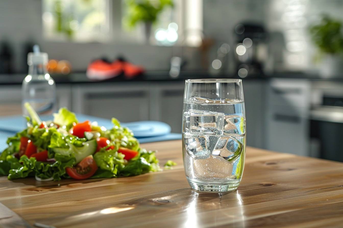 Une personne méditant dans un jardin paisible  
Des fruits et légumes colorés sur une table joyeuse