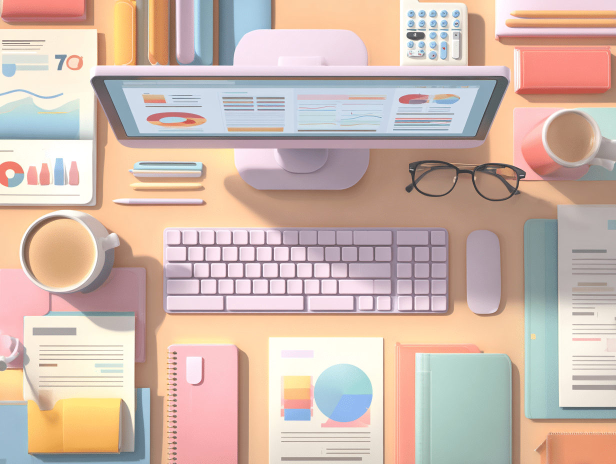mc34880 flat lay illustration in pastel tones of an office de 92703f24 aae1 4beb 803d 41e264314f01 0